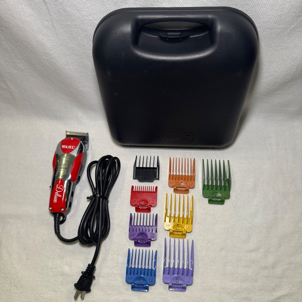 Wahl U-Clip Deluxe Pet Clipper Kit Model STXP Red Silver with 7 Combs and Case